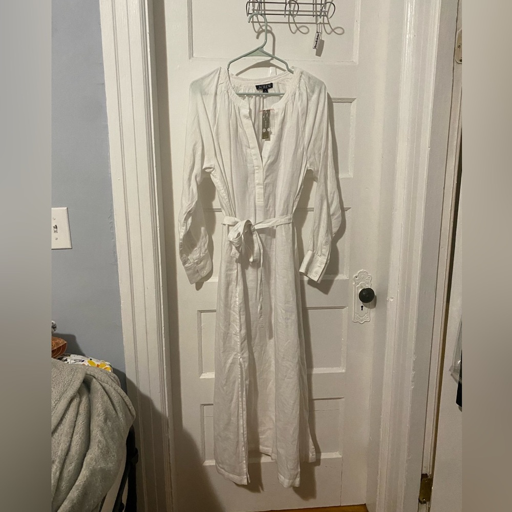 J Crew Long Sleeve Linen Maxi Dress
